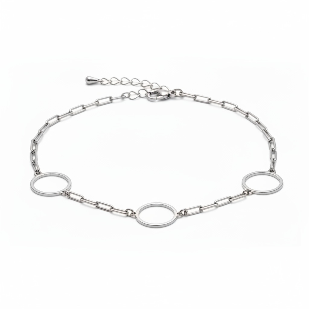 Bracciale Argento 925/1000 Rodiato con Cerchi - NANA' Gioielli d'argento