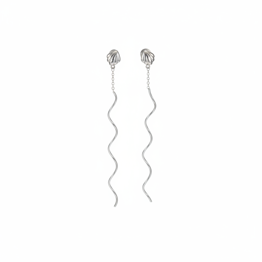 Orecchini Threader Onda Conchiglia - sfondo bianco