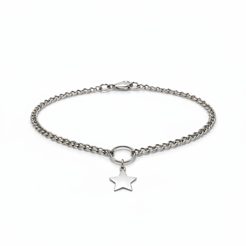 Bracciale Grumetta con Charm Stella Argento Rodiato 925/1000 - NANA' Gioielli d'argento