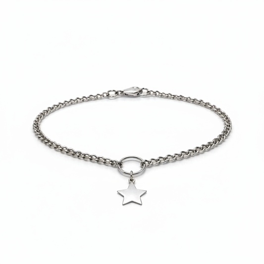 Bracciale Grumetta con Charm Stella Argento Rodiato 925/1000 - NANA' Gioielli d'argento