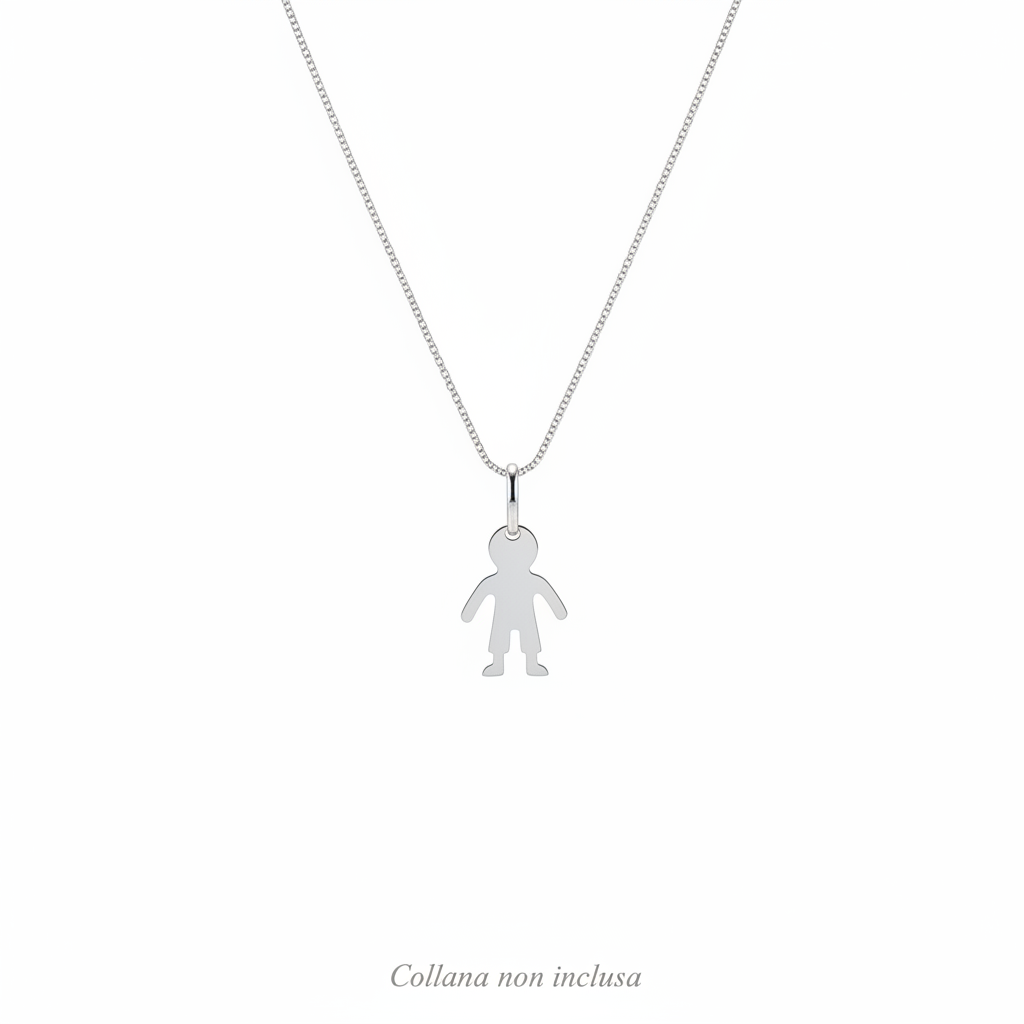 Ciondolo bimbo argento 925 rodiato sospeso con collana - collana non inclusa
