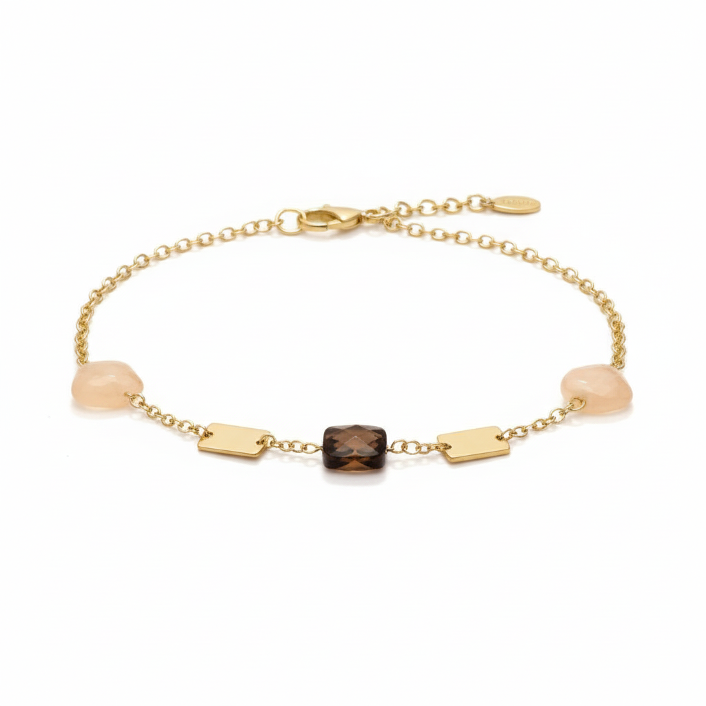 Bracciale Dorato con Pietre Naturali e Placchette Argento 925/1000 - NANA' Gioielli d'argento