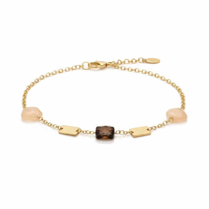 Bracciale Dorato con Pietre Naturali e Placchette Argento 925/1000