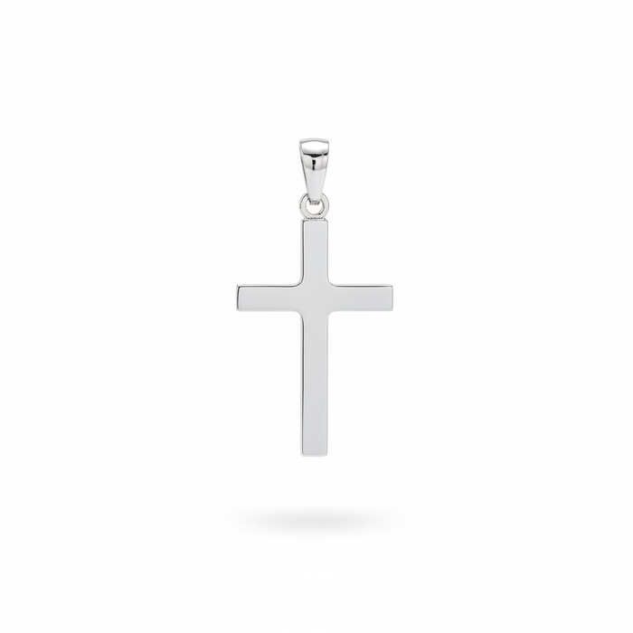 Croce Piatta Lucida · Argento 925 Rodiato
