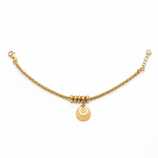Bracciale Catena Popcorn Dorata con Charm Disco Argento 925/1000 - NANA' Gioielli d'argento