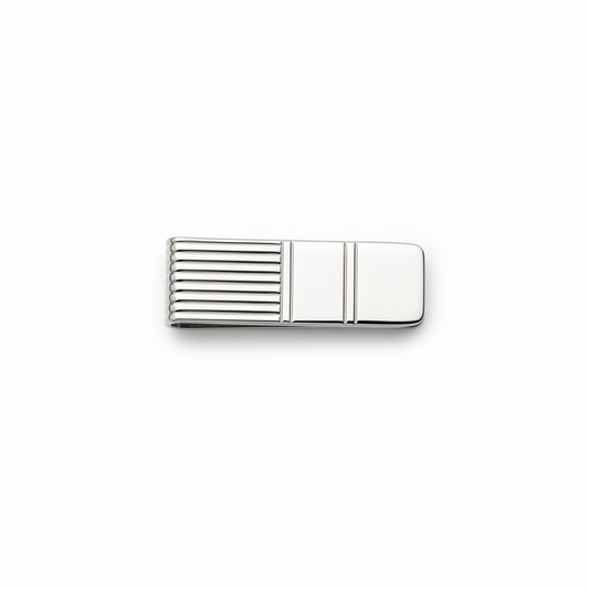 Fermasoldi argento 925 rigato bicolore