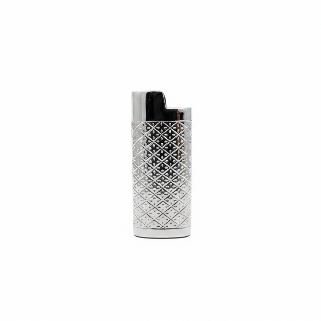 Portaaccendino argento 925 incisione rombi sfondo bianco