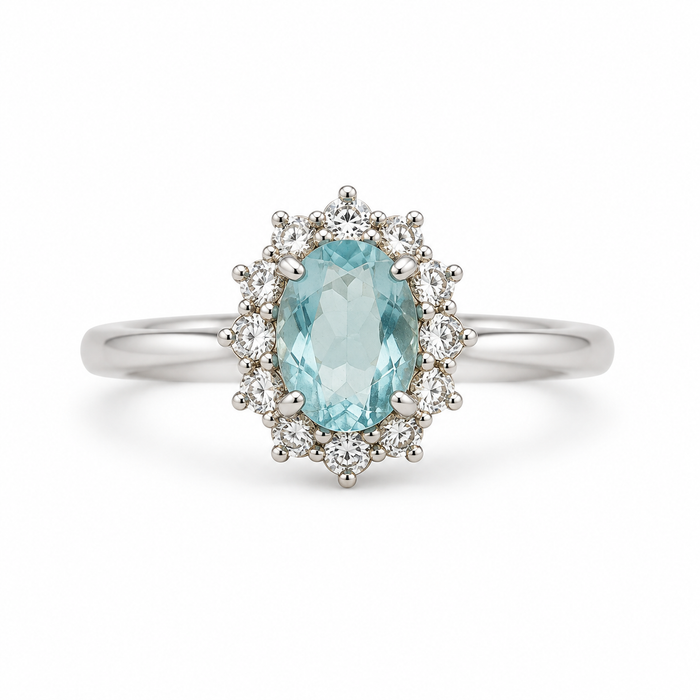 Anello con pietra ovale in argento 925 – Celeste
