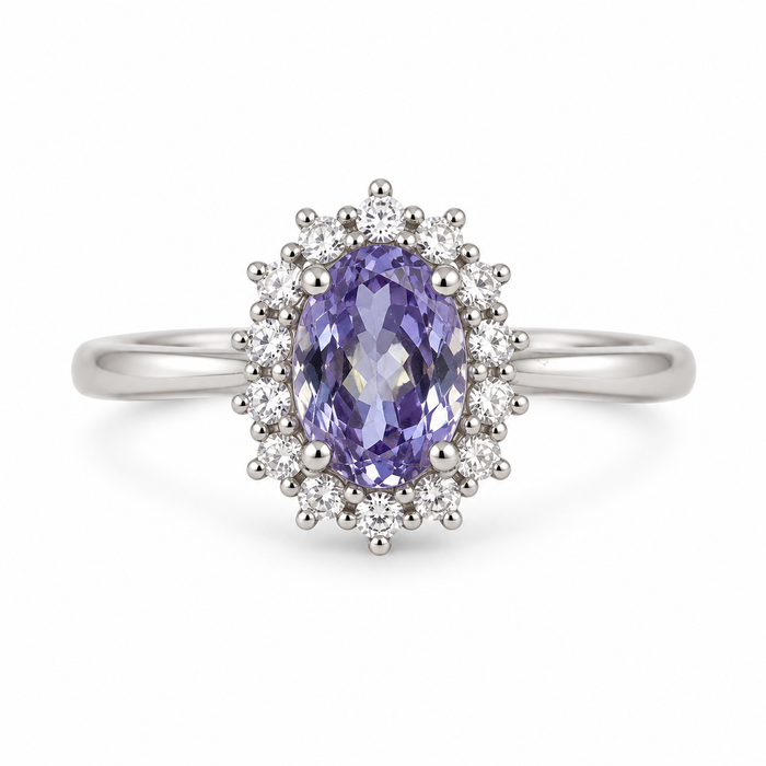 Anello con pietra ovale in argento 925 – Lilla