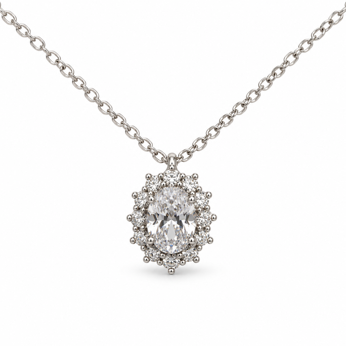 Collana con pendente ovale in argento 925 – Bianco