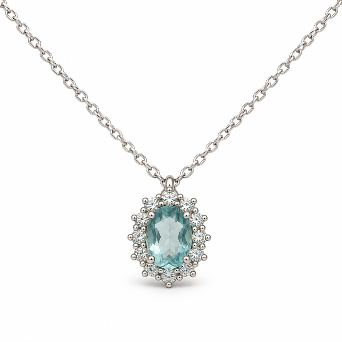 Collana con pendente ovale in argento 925 – Celeste