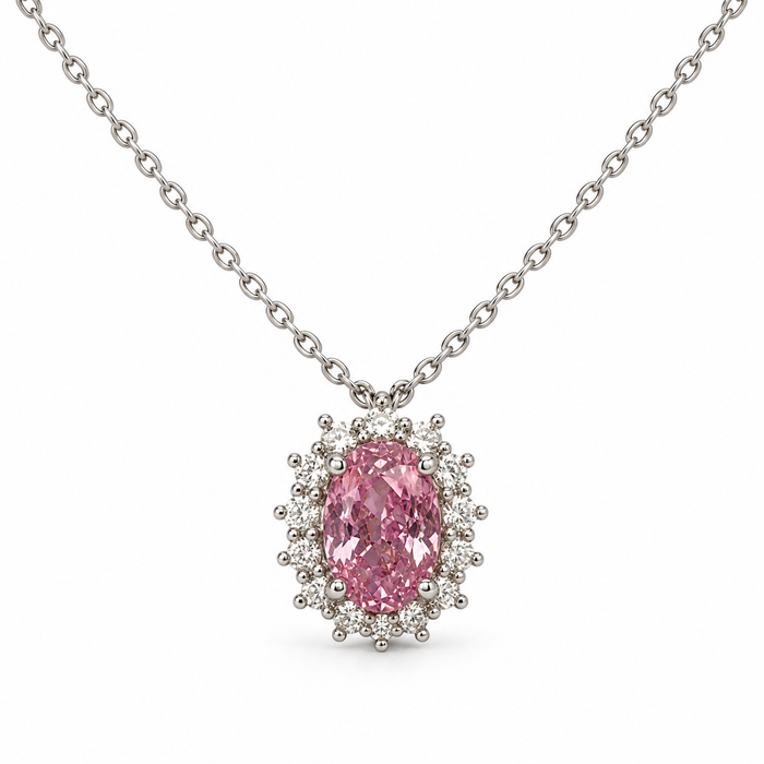 Collana con pendente ovale in argento 925 – Rosa