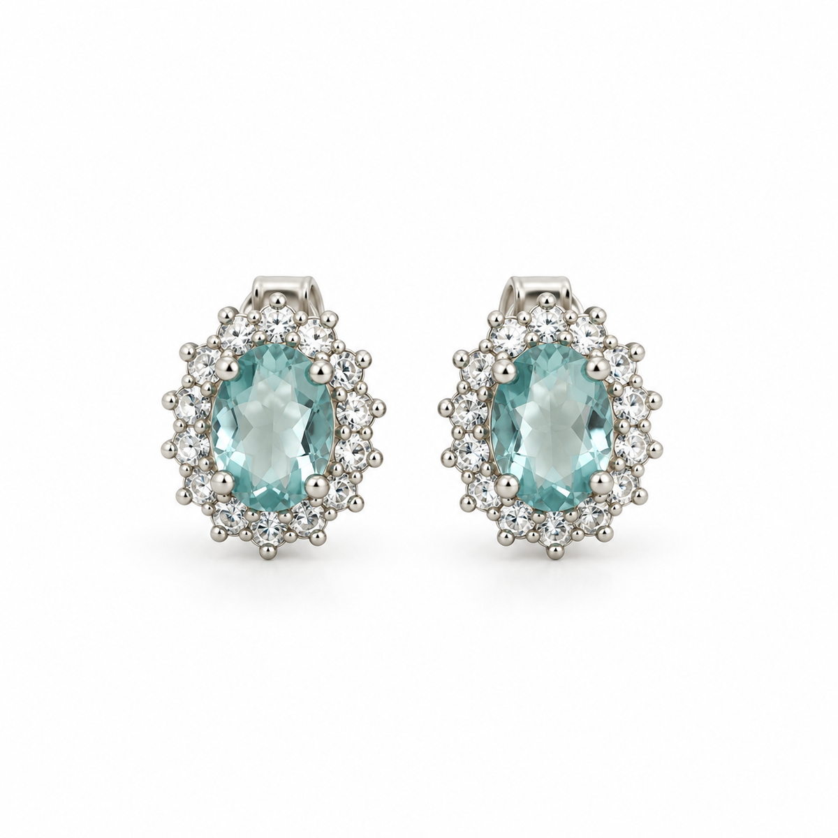 Orecchini ovali in argento 925 – Celeste – foto singola su sfondo bianco