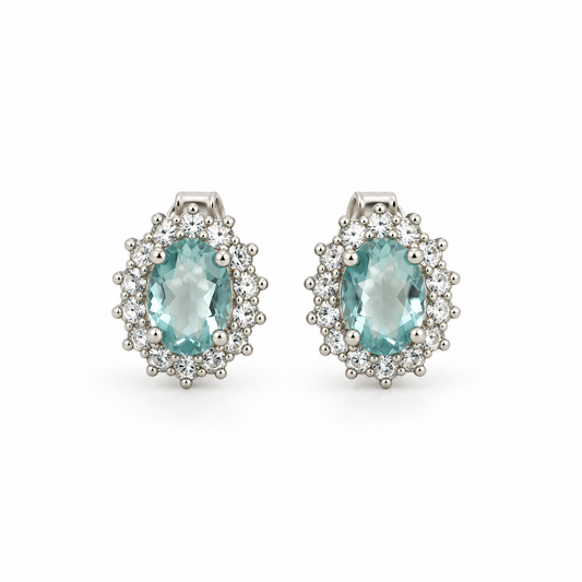 Orecchini ovali in argento 925 – Celeste – foto singola su sfondo bianco
