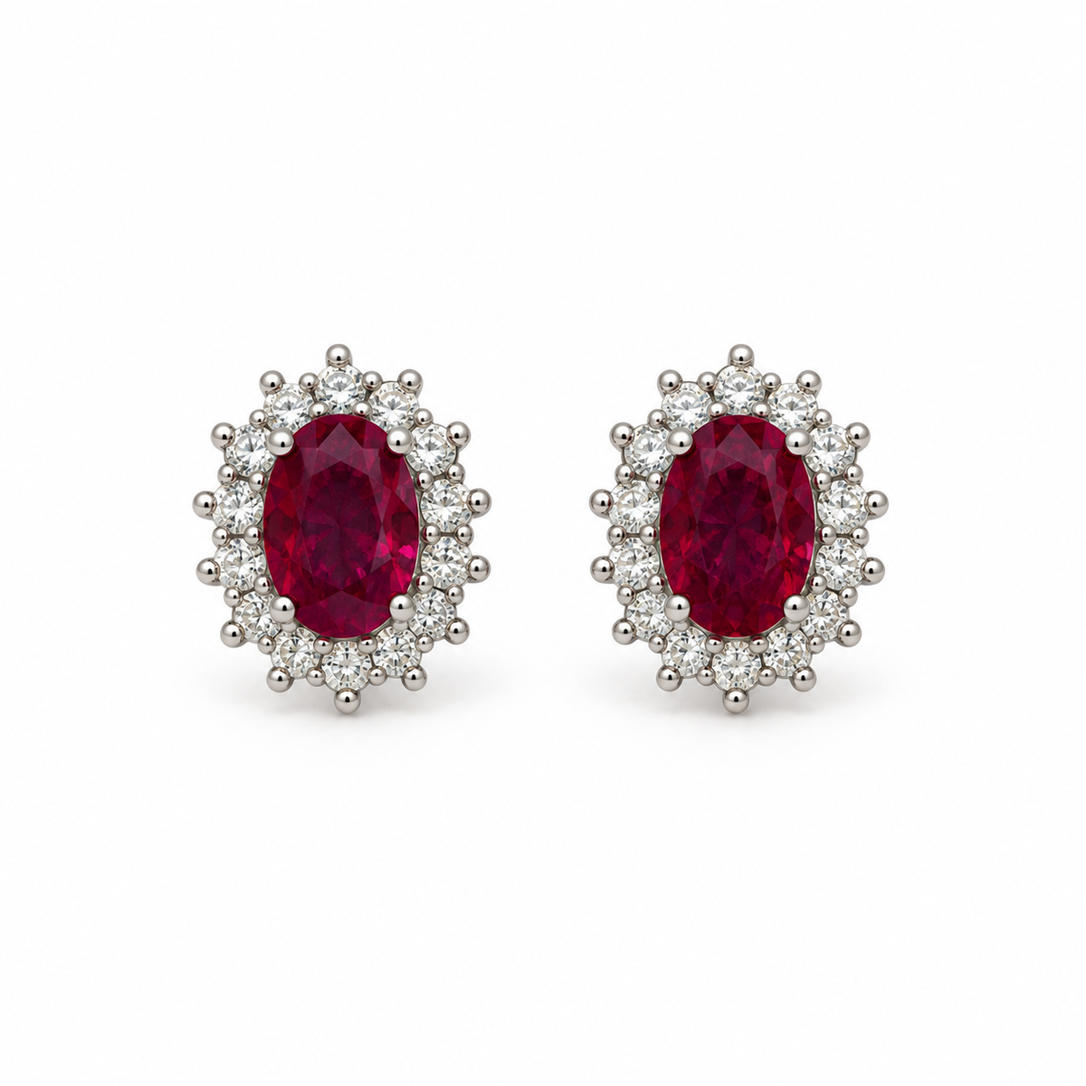 Orecchini ovali in argento 925 – Rosso – foto singola su sfondo bianco