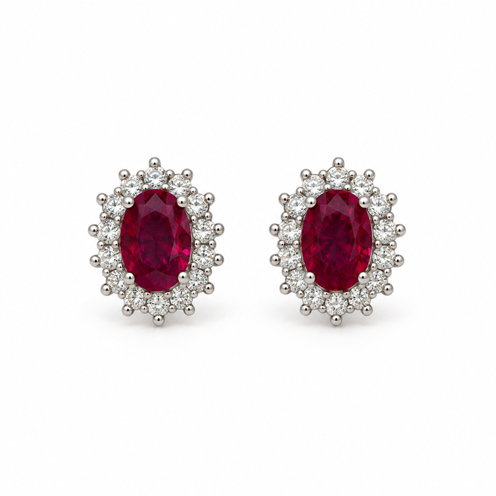 Orecchini ovali in argento 925 – Rosso