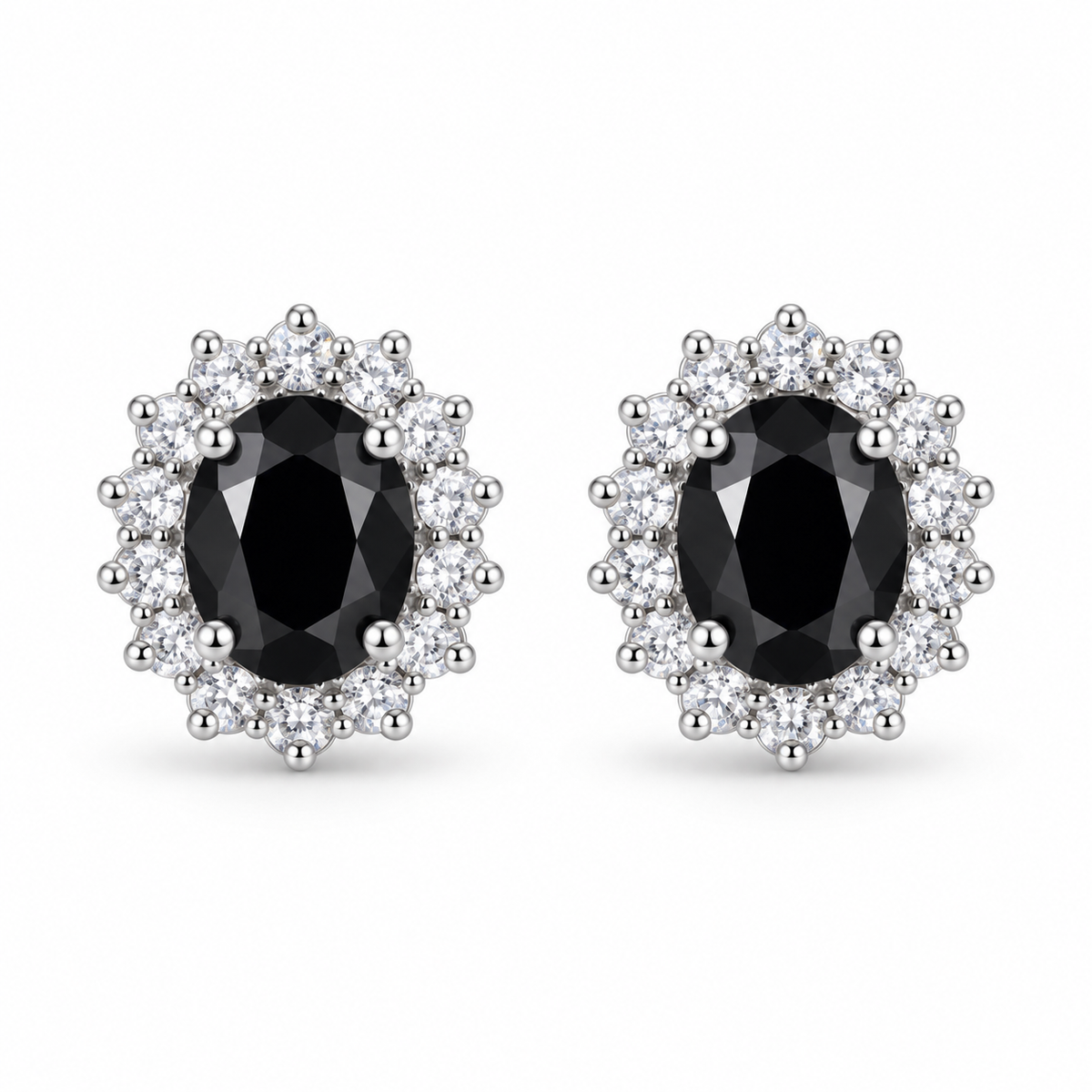 Orecchini in argento 925 con pietra nera