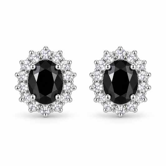 Orecchini in argento 925 con pietra nera