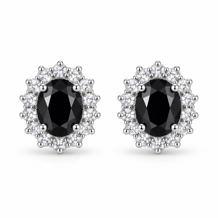 Orecchini in argento 925 con pietra nera