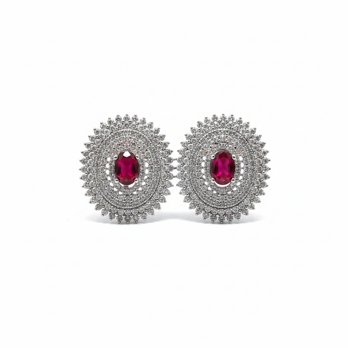Pavé con Pietra Rossa · Argento 925 Rodiato