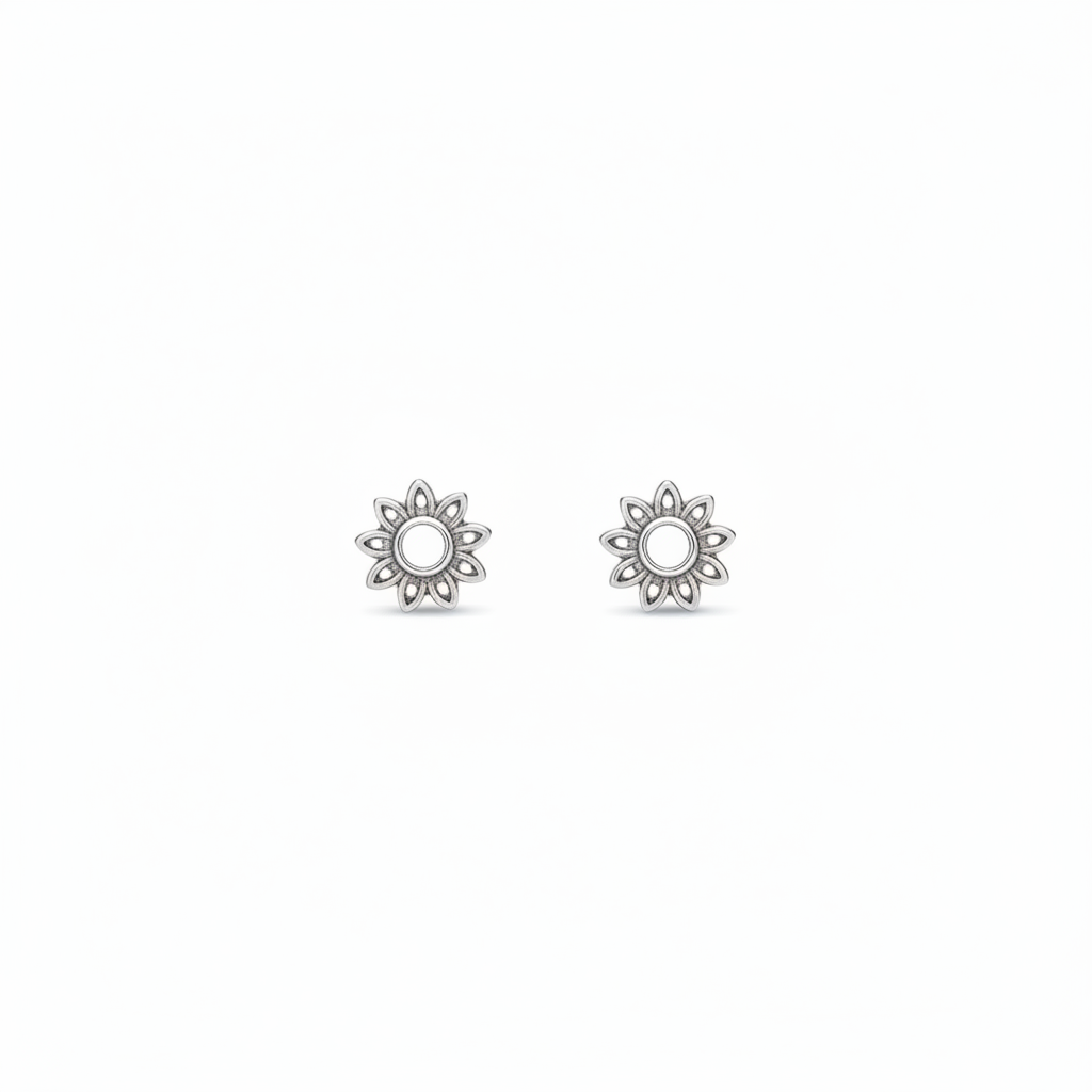 Orecchini argento fiore centro vuoto
