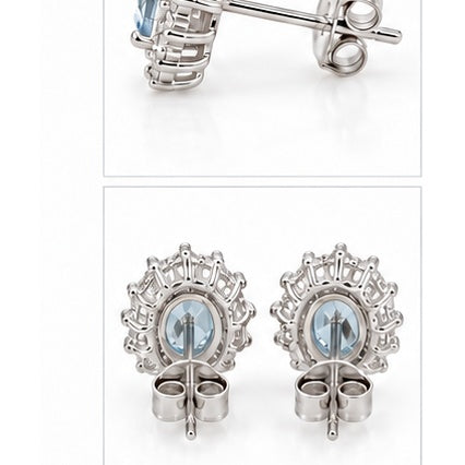 Orecchini in argento 925 con pietra azzurro chiaro - dettaglio chiusura