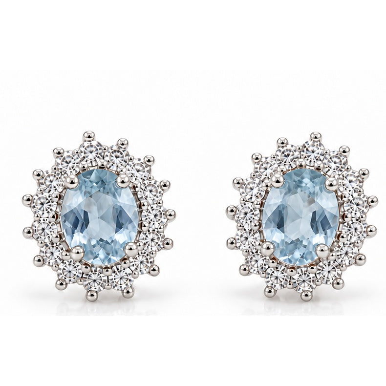 Orecchini in argento 925 con pietra azzurro chiaro - vista frontale