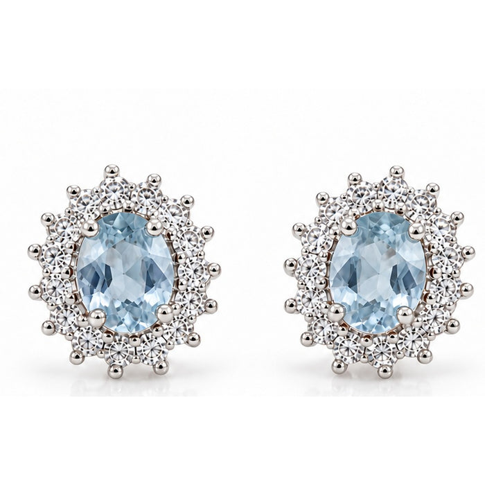 Orecchini in argento 925 con pietra azzurro chiaro