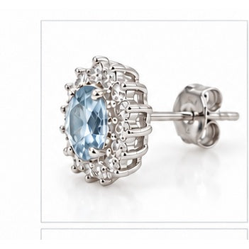 Orecchini in argento 925 con pietra azzurro chiaro - vista laterale