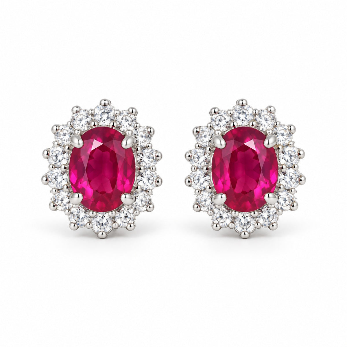 Orecchini in argento 925 con pietra fucsia - vista frontale
