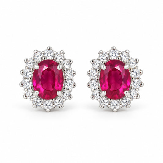 Orecchini in argento 925 con pietra fucsia - vista frontale