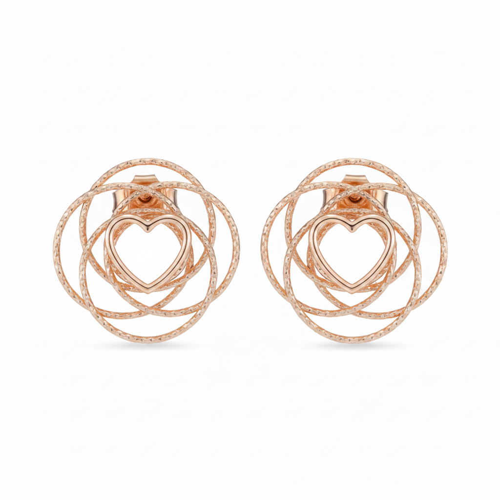 Orecchini rosé cuore traforato stesso intreccio stella
