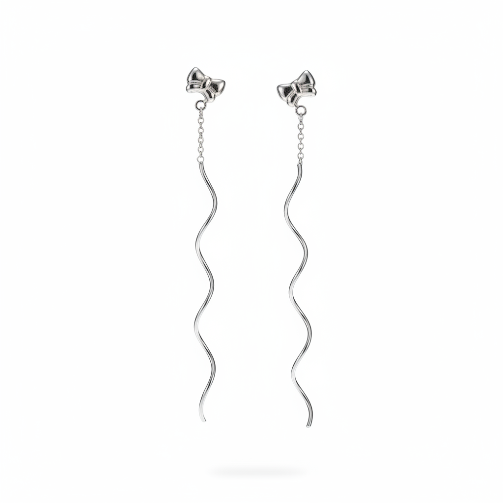 Orecchini Threader Onda Fiore - sfondo bianco pulito
